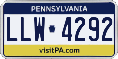 PA license plate LLW4292