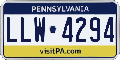PA license plate LLW4294