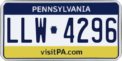 PA license plate LLW4296