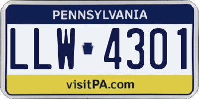 PA license plate LLW4301