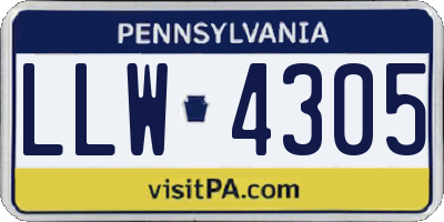 PA license plate LLW4305