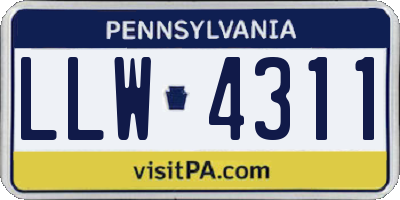 PA license plate LLW4311