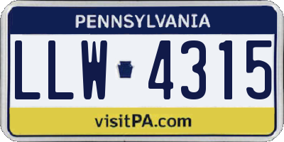 PA license plate LLW4315