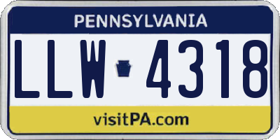 PA license plate LLW4318