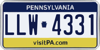PA license plate LLW4331