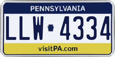 PA license plate LLW4334