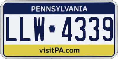 PA license plate LLW4339