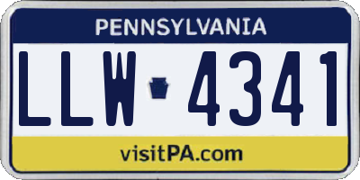 PA license plate LLW4341