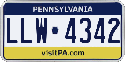 PA license plate LLW4342