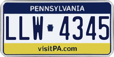 PA license plate LLW4345