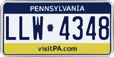 PA license plate LLW4348