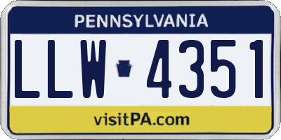 PA license plate LLW4351