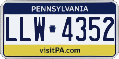 PA license plate LLW4352