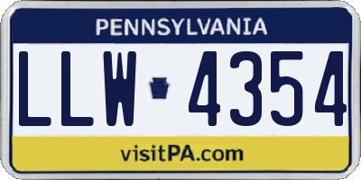 PA license plate LLW4354