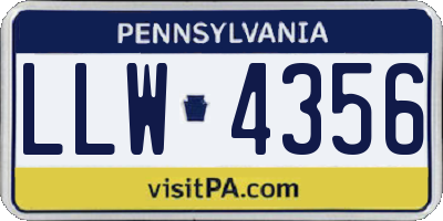 PA license plate LLW4356