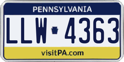 PA license plate LLW4363