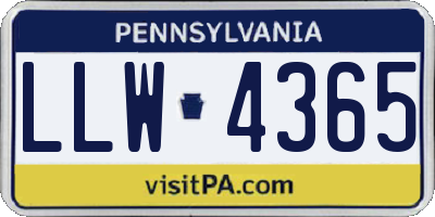 PA license plate LLW4365