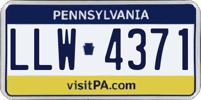 PA license plate LLW4371