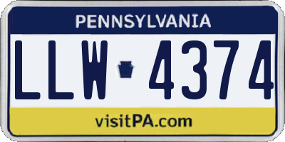 PA license plate LLW4374