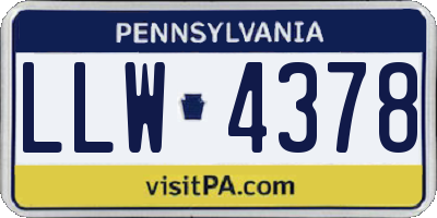 PA license plate LLW4378