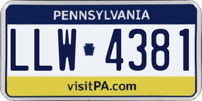 PA license plate LLW4381