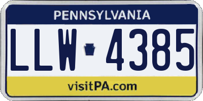 PA license plate LLW4385
