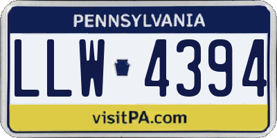 PA license plate LLW4394