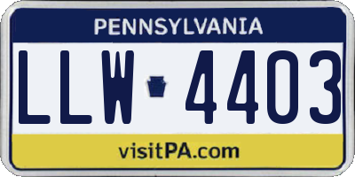 PA license plate LLW4403