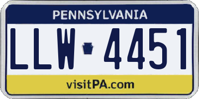 PA license plate LLW4451