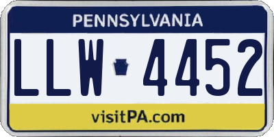PA license plate LLW4452