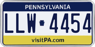 PA license plate LLW4454