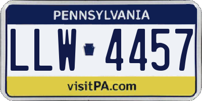 PA license plate LLW4457