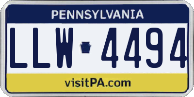 PA license plate LLW4494