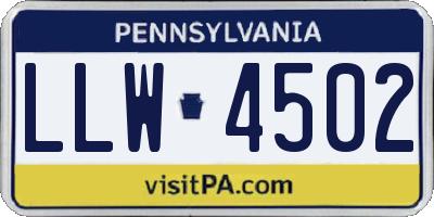 PA license plate LLW4502