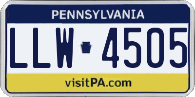 PA license plate LLW4505