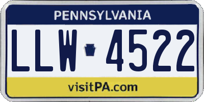 PA license plate LLW4522