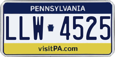 PA license plate LLW4525