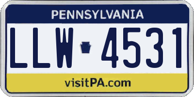 PA license plate LLW4531