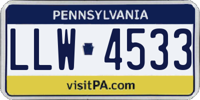 PA license plate LLW4533