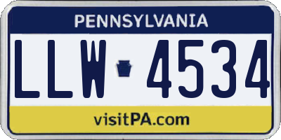 PA license plate LLW4534