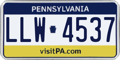 PA license plate LLW4537