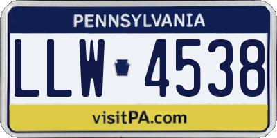 PA license plate LLW4538