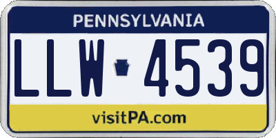 PA license plate LLW4539
