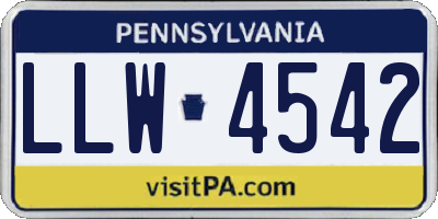 PA license plate LLW4542