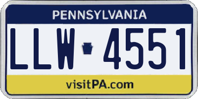 PA license plate LLW4551