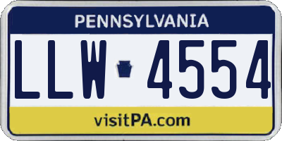PA license plate LLW4554