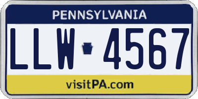 PA license plate LLW4567