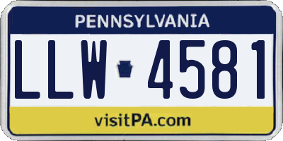 PA license plate LLW4581