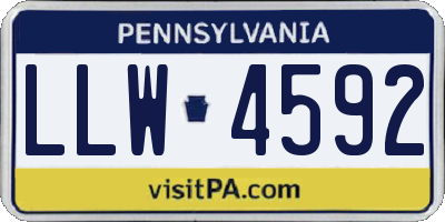 PA license plate LLW4592