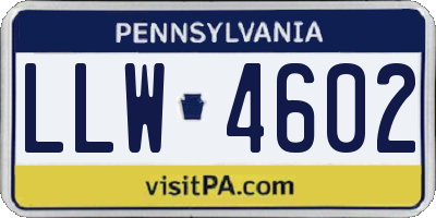PA license plate LLW4602
